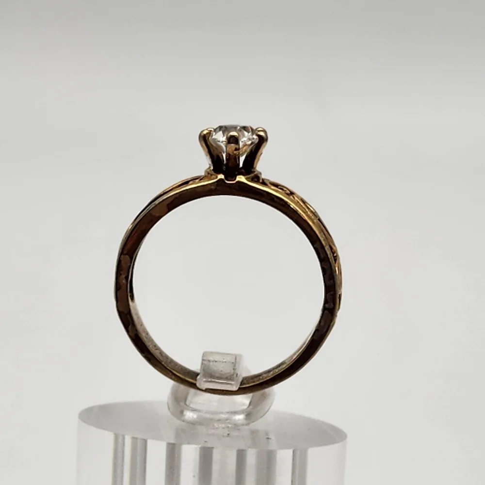 Vintage Aurora 18K HGE & Cubic Zirconia Swirl Ring (7.25)